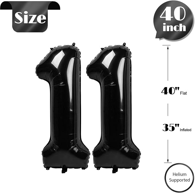 Black Number 11 Balloon 40 Inch - Image 5