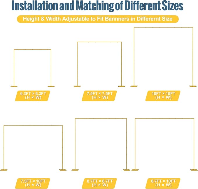 10x10FT Backdrop Stand Heavy Duty Pipe and Drape Kit Adjustable | Gold Metal - Image 2