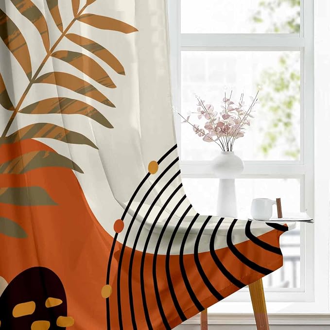 Boho Curtains 63 Inch Length Mid Century Light Filtering Curtains - Image 4
