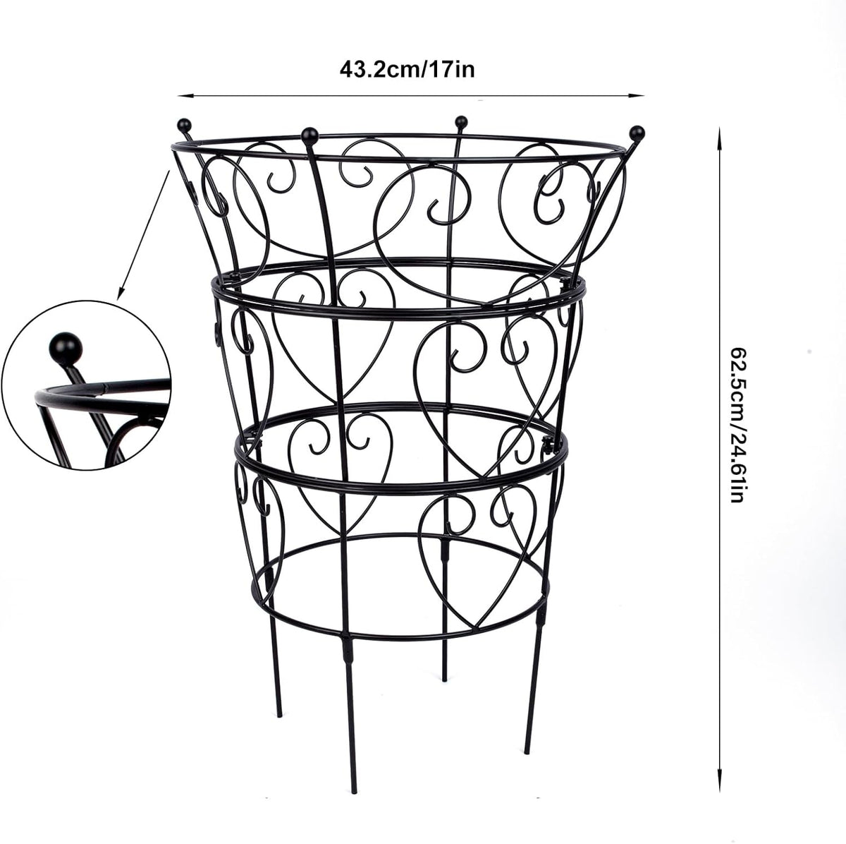 Large Obelisk Trellis Peony Cage 24.6x17 Inches - Premium Metal Plant Support for Outdoor Gardens, Easy Assembly, Sturdy Design, Perfect for Climbing Plants