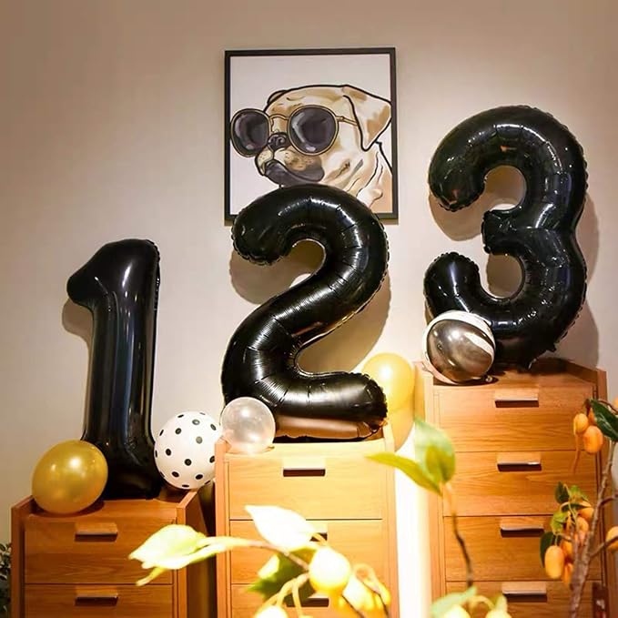 Jonhamwelbor 17 Number Balloons Black Big Giant Jumbo Big Large 17 or 71 Foil - Image 5