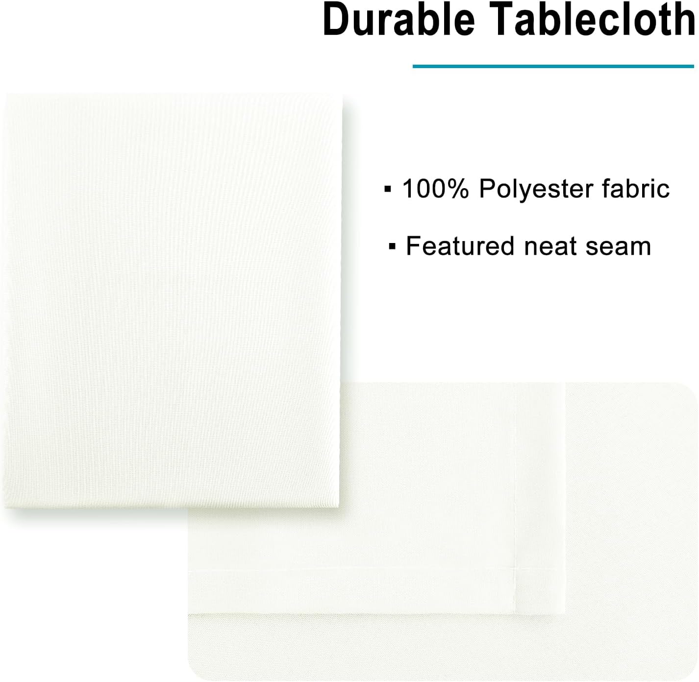 Hiasan Rectangle Tablecloth - Waterproof Washable Fabric Table Cloth for Wedding, Banquet, Gathering and Dining Room, 90 x 156 Inch, Ivory