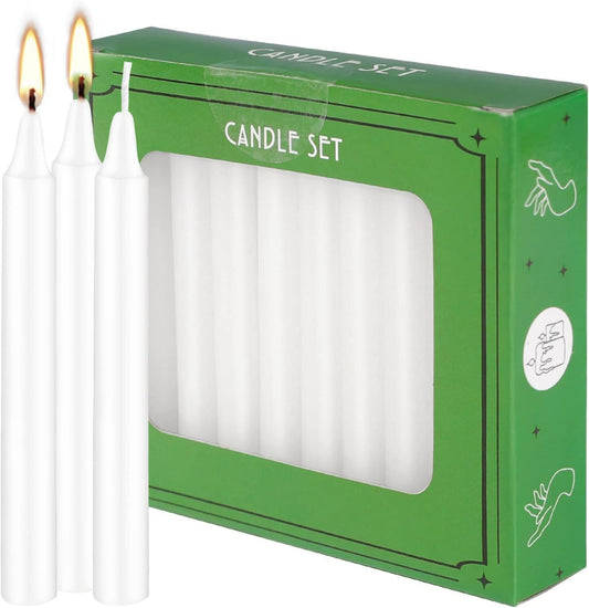 Set of 40 White Candles Mini Unscented Taper Candles for Christmas,Household, Wedding, Rituals, Prayer, Birthdays, Meditation, Altar,Party and Home Décor Candlesticks - 4 Inch Tall