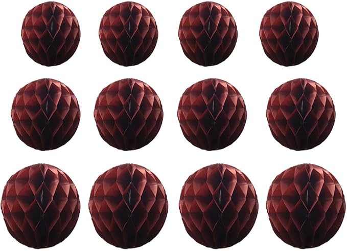 15pcs Honeycomb Balls Decorations 4'' 6'' 8'' Burgundy Honeycomb Balls | Party by Yangeey