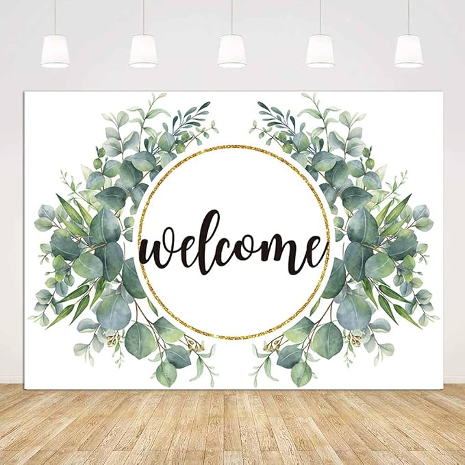 7x5ft Watercolor Greenery Leaves Housewarming Backdrop, Elegant Floral Green by Unknown