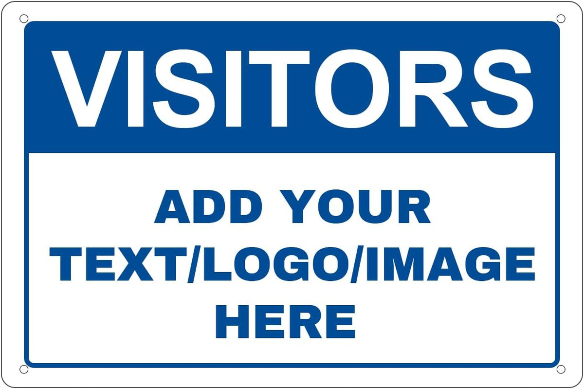 Custom Signs Outdoor Metal - 12 x 8 Customized Personalized Aluminum Signs for Office, Home, Business, Decor, Custom Rust-Proof Sign (VISITORS)