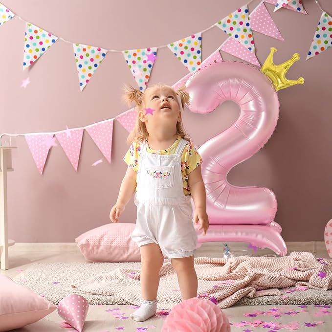 42 Inch Pink Foil Number 2 Balloon, 2th Pink Birthday Decorations | Giant - Image 3