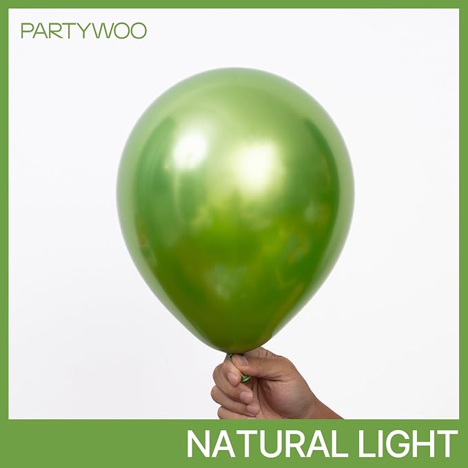 PartyWoo Metallic Green Balloons 100pcs Different Sizes of 18 12 10 5 Inch | - Image 2