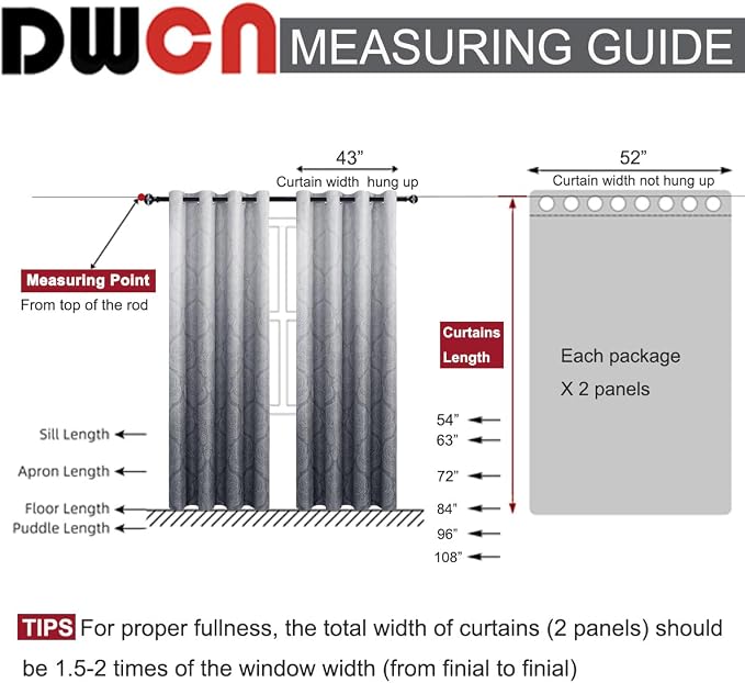 DWCN Extra Long Ombre Blackout Curtains - Image 8