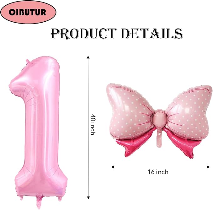 40 inch Number 10 Balloon with Bow Pink Happy Birthday Jumbo Number Balloons - Image 2