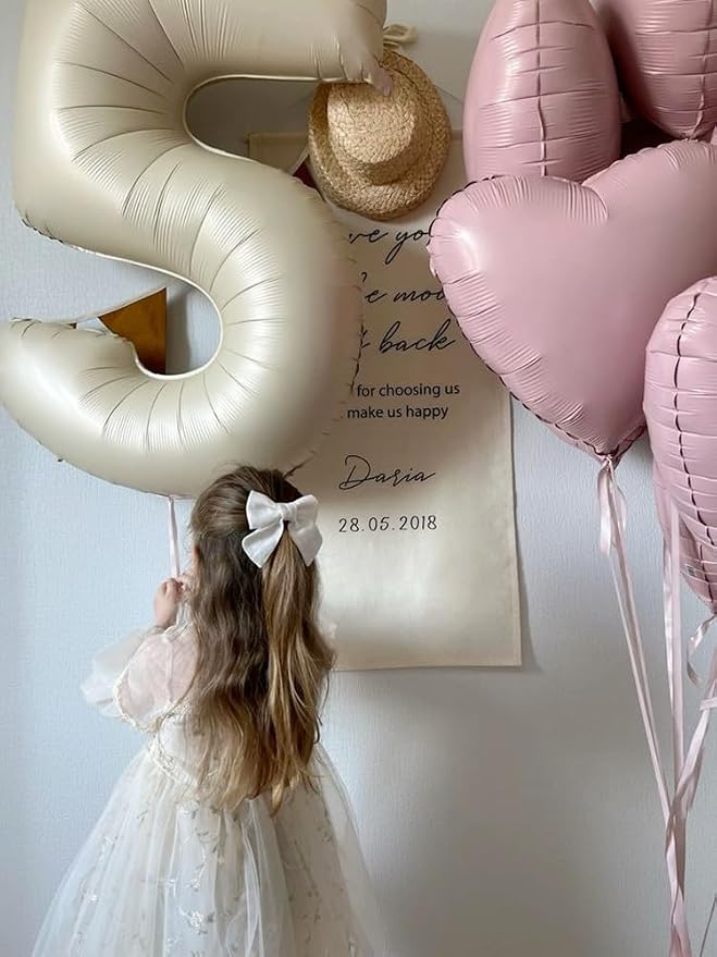 5 Balloon Numbers Party Decorations, 40In Cream Balloons - Image 2