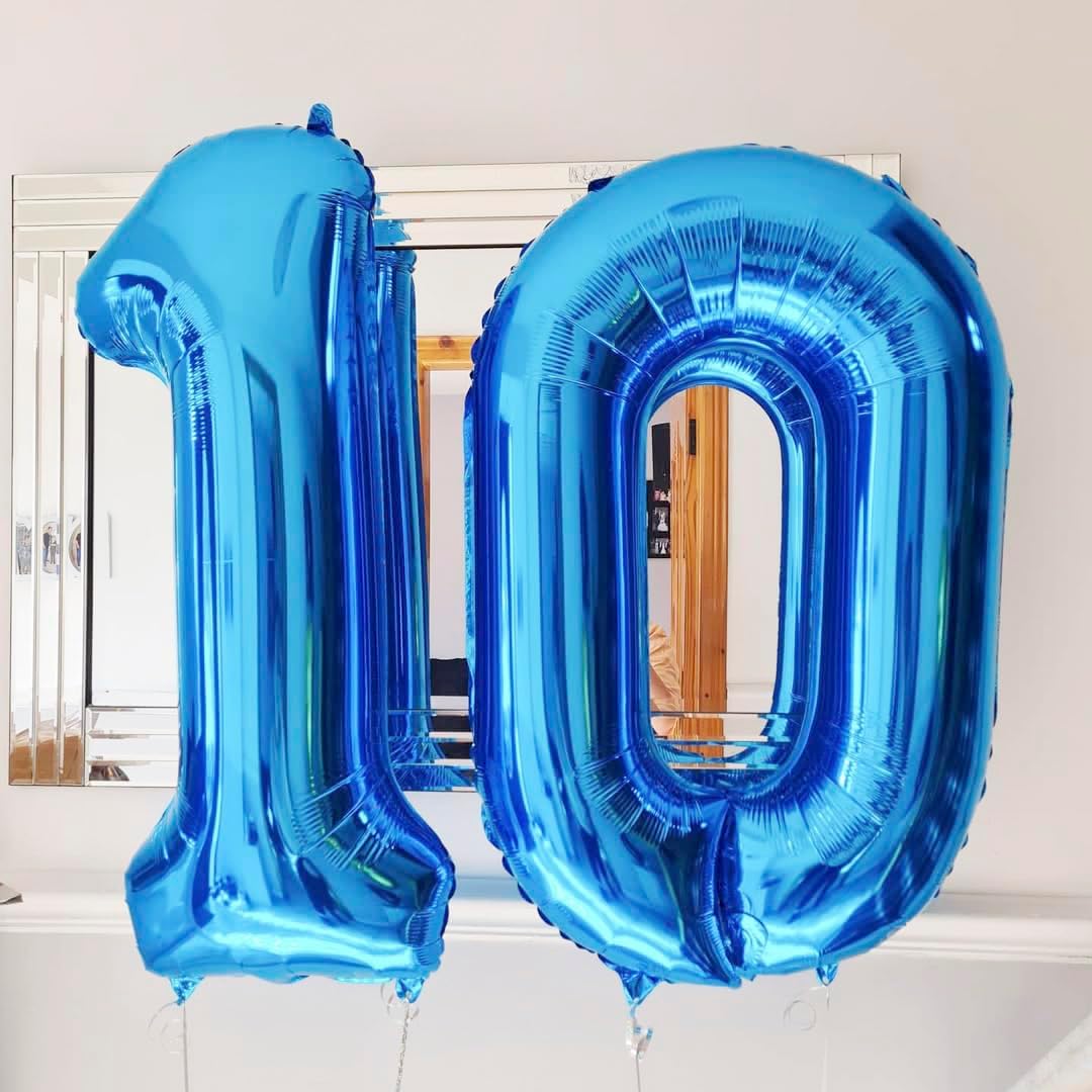 Blue 9 Balloon Number,40 Inch Number 9 Balloon Big Blue 9 Foil Mylar Helium Balloon for Birthday Party Decorations