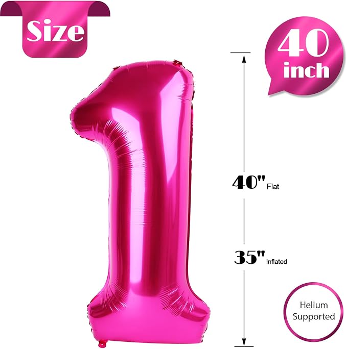 Hot Pink Number 1 Balloon 40 Inch - Image 5