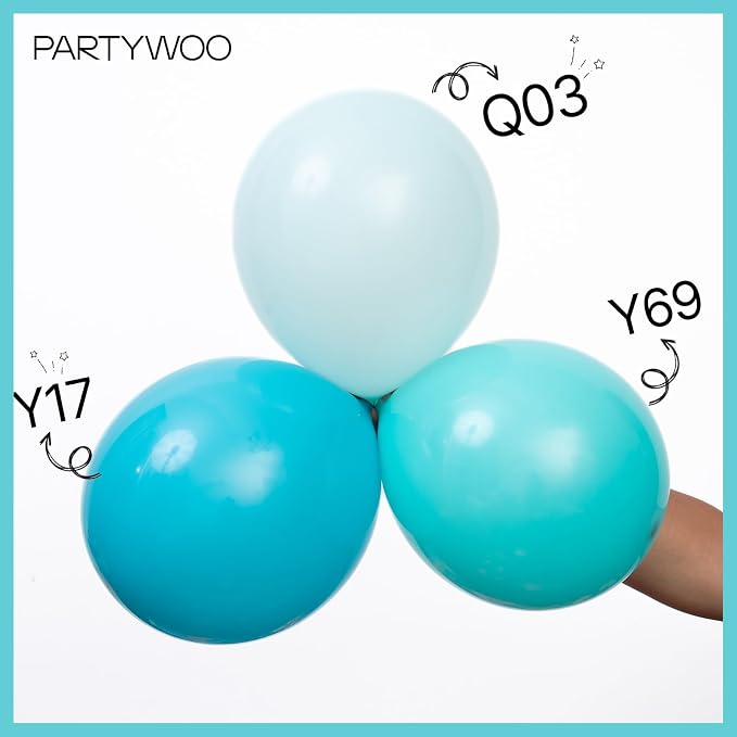PartyWoo Teal Balloons 100pcs 12 Inch Turquoise Dark Teal Latex Balloons - Image 4