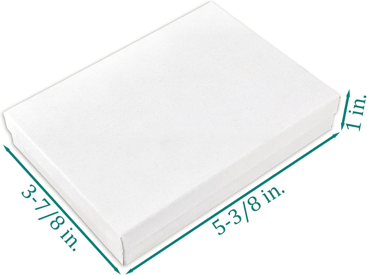 TheDisplayGuys - 25-Pack #53 Kraft Paper Cardboard Gift Boxes/Jewelry Cases w. Cotton Padding & Lid - Matte White - (5.4" x 3.9" x 1.0")