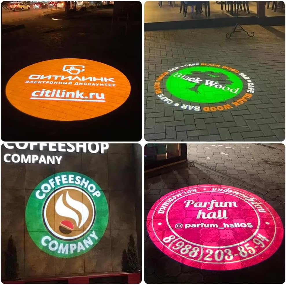 GOBO Projector Custom Logo Projector Lights for Store Business or Outdoor Wall Street Waterproof Ip67 HD Led for Shop Advertising and Wedding (55W)