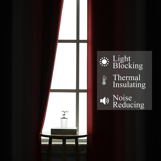 Ombre Red and Black Curtains 96 Inches Long, Total Blackout Curtains - Image 3