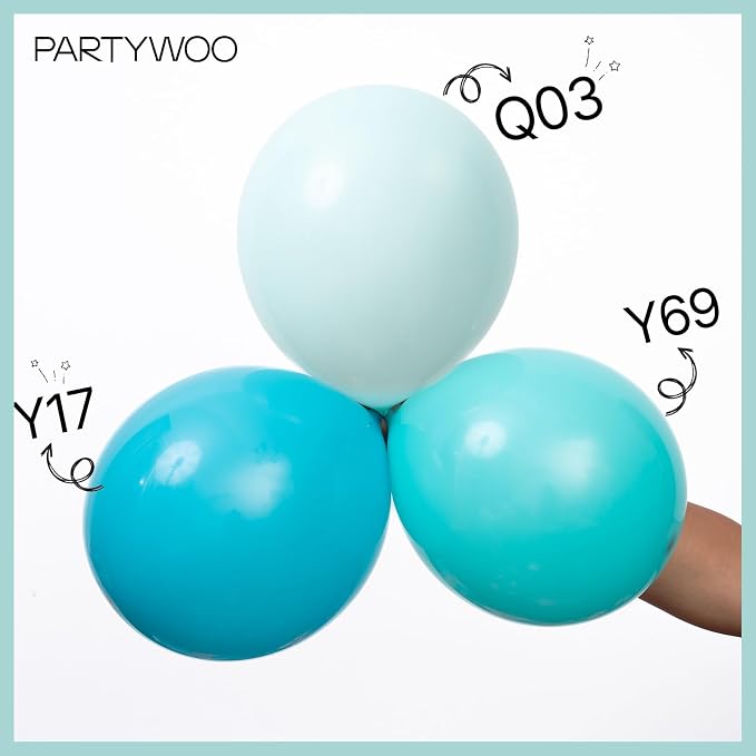PartyWoo Teal Balloons 50pcs Pastel Teal Turquoise Color 5 Inch | Balloons - Image 5