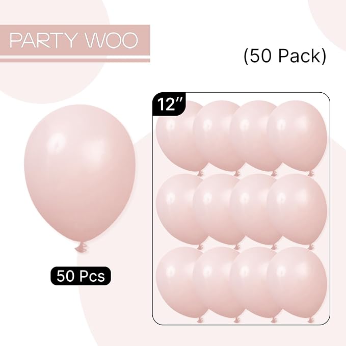 PartyWoo Dusty Pink Balloons 50pcs Lilac Pink Latex Helium Balloons 12 Inch | - Image 8
