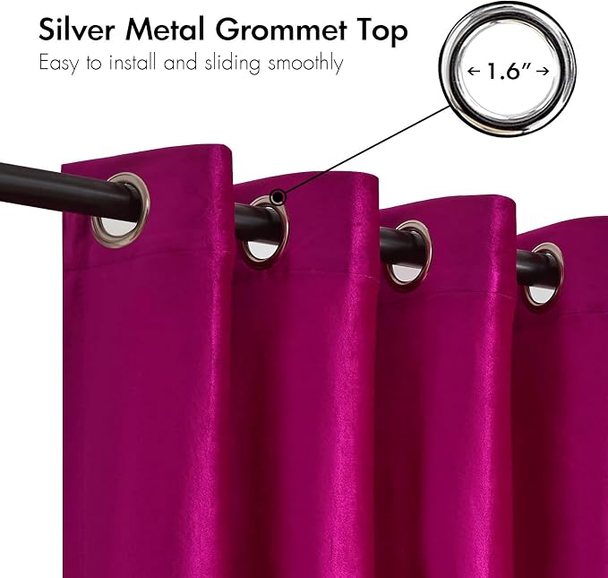 Modern Hot Pink Black Velvet Curtains Luxury 102 inch - Image 2