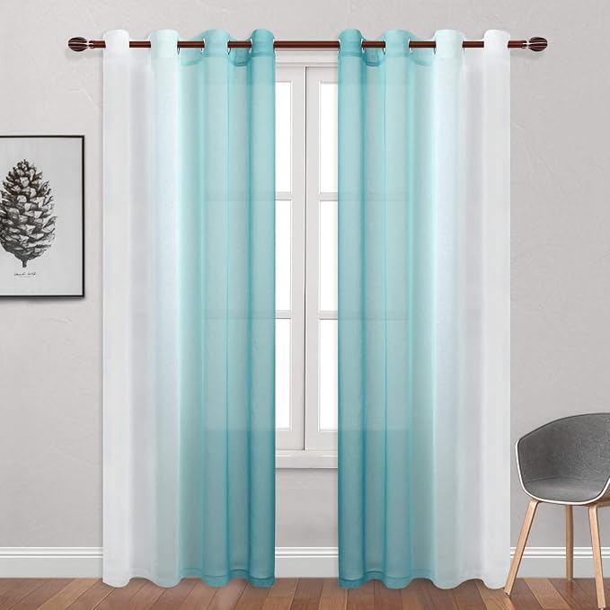 DWCN Teal Ombre Sheer Curtains - Image 2