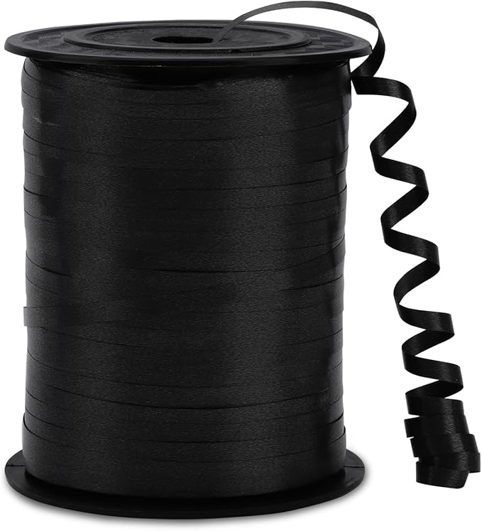 500 Yards Black Curling Ribbon Balloon String Ribbon 1/5 Inch | Ribbon by Unknown