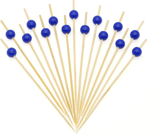 Minisland Navy Blue Pearl Bamboo Cocktail Picks, Fancy Appetizer Toothpicks | by Minisland