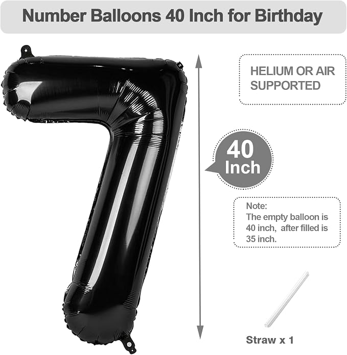 Number Balloons 40 Inch Black 6 Balloon - Image 5