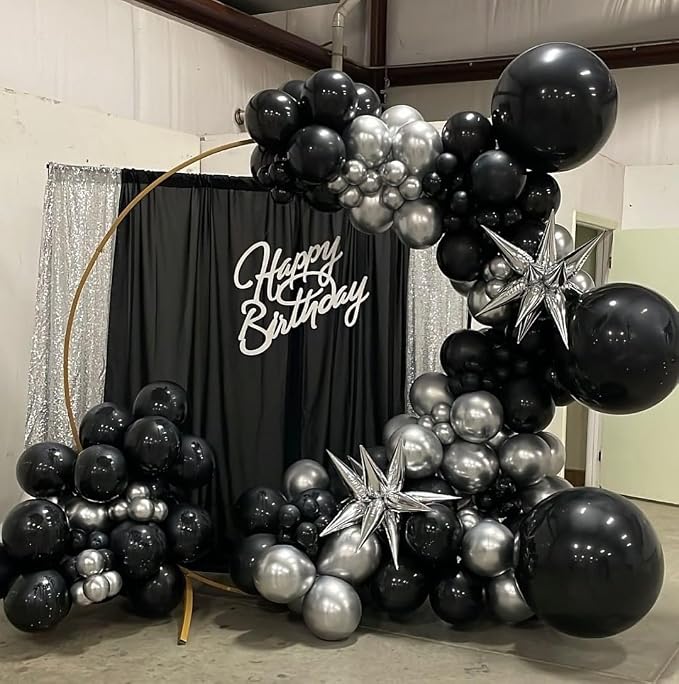 Black and Silver Balloon Arch Kit, Graduation, Anniversary Decorations - Image 6