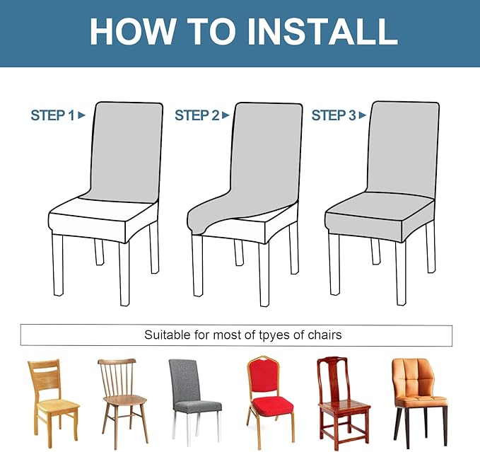 Waterproof Dining Chair Covers Set of 4 Parsons Chair Slipcovers | Double - Image 5