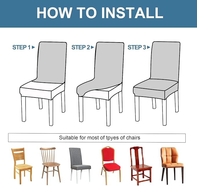 Waterproof Dining Chair Covers Set of 4 Parsons Chair Slipcovers | Double - Image 5