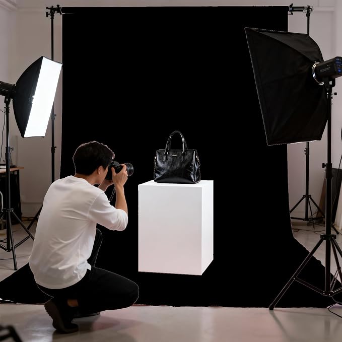 Black Photography Backdrop for Photoshoot, Fabric 5x7ft | Polyester Studio - Image 4