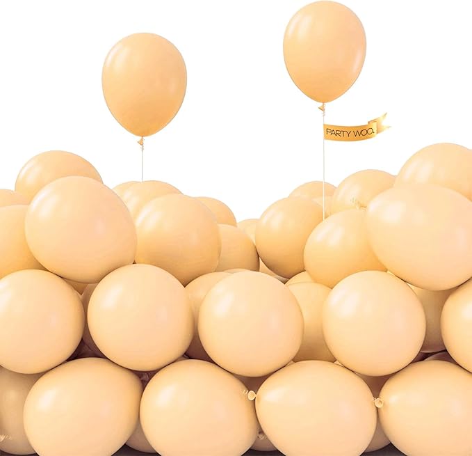 PartyWoo Nude Balloons 100pcs Latex Apricot Boho Balloons Helium 5 Inch | by PartyWoo