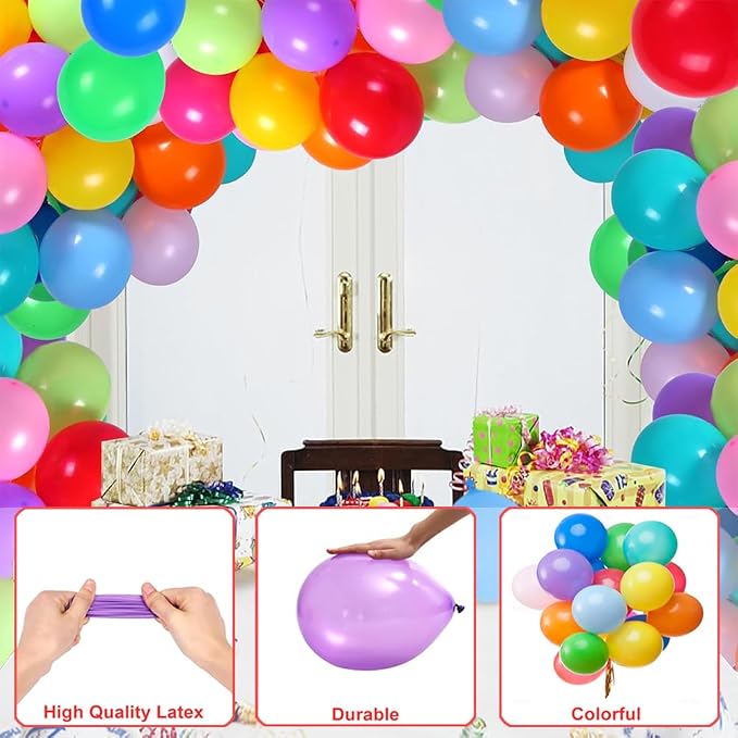 500 Pcs Balloons Assorted Colors, Rainbow Birthday Balloons Bulk Pack of Strong - Image 5