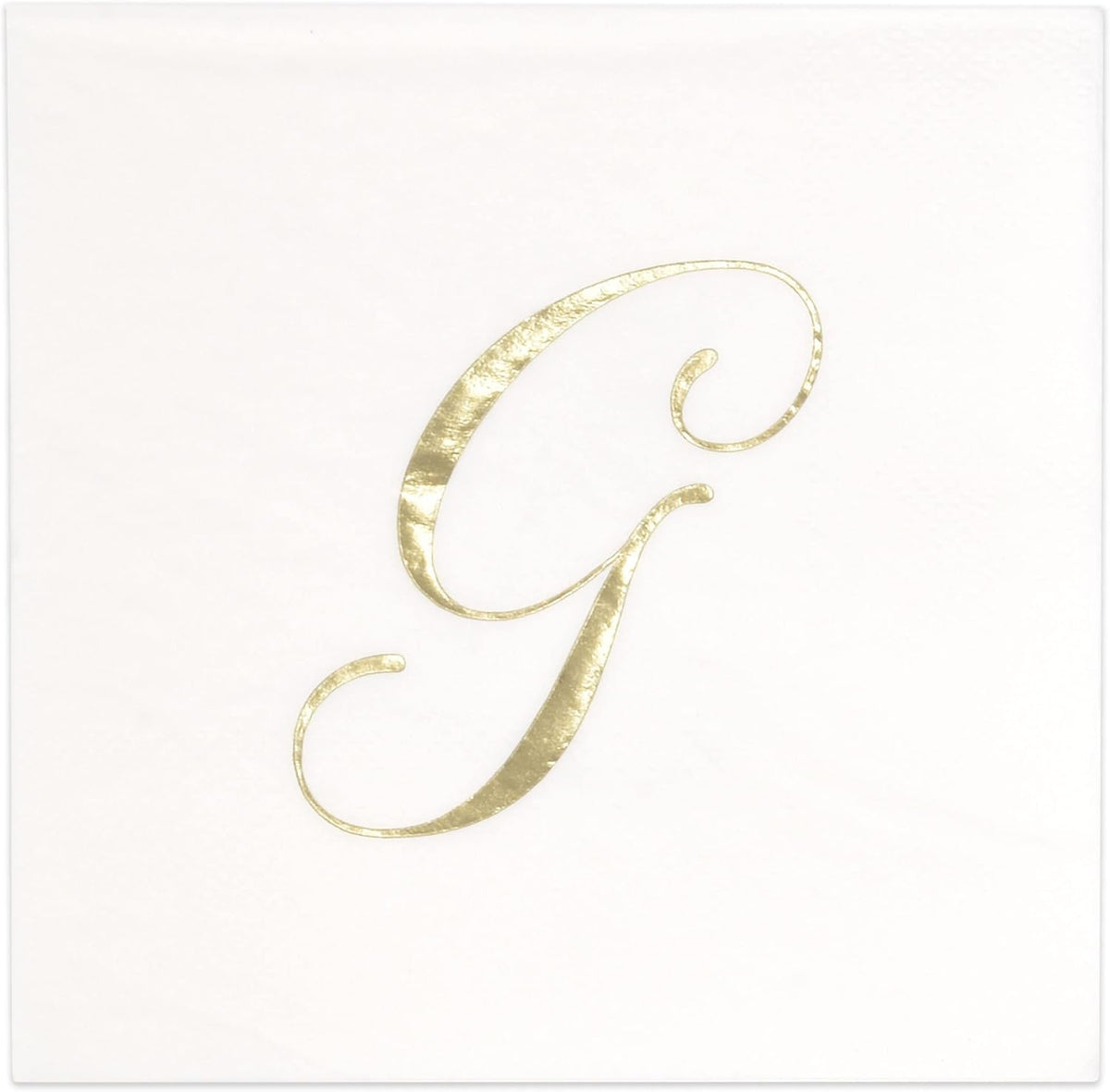 Gift Boutique 100 Gold Monogram Cocktail Napkins Letter G Disposable Paper Pack Elegant Metallic Golden Foil Hand Napkin for Powder Room Wedding Holiday Birthday Party Baby Shower Decorative Towels