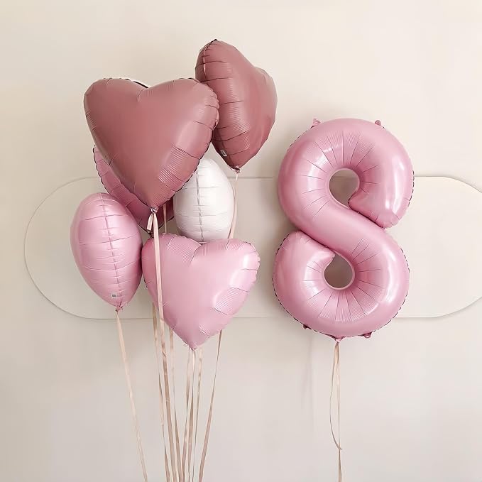 40'' Pink Number 9 Balloon, Self Inflating Foil Light Pink Number Balloons Set - Image 5