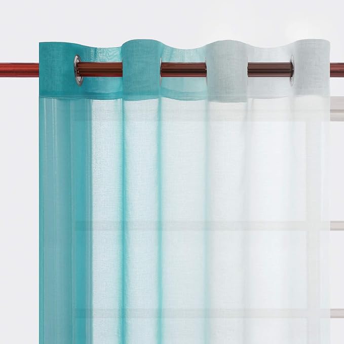 DWCN Faux Linen Ombre Sheer Curtains - Image 3