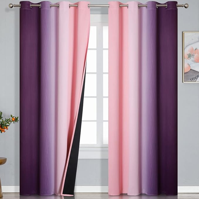 Pink and Purple Blackout Curtains by ESTELARTEXTILER
