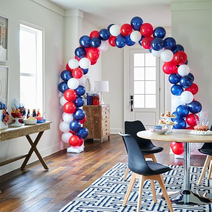 Voircoloria 130pcs Red White Blue Balloons Arch Kit, 18 12 10 5 Inch | - Image 4