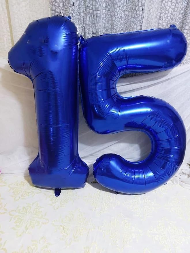 Number Balloons 5 Balloon Blue Birthday Decorations - Image 3