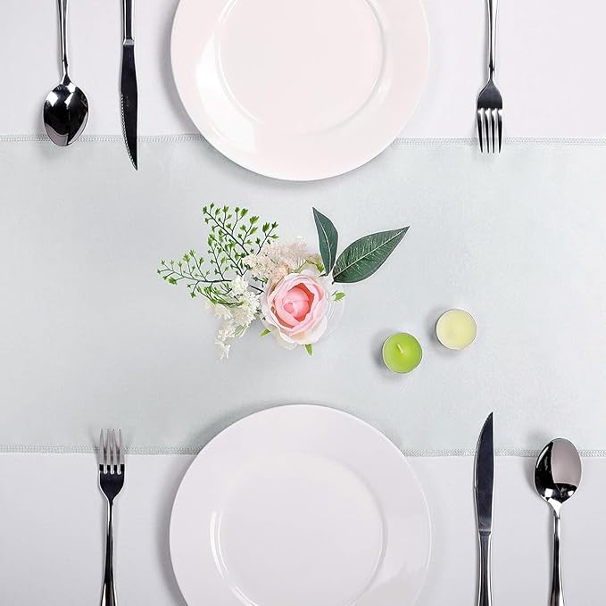 15-Pack Satin Table Runner Silver 12 x 108 inches Long, Table Runners - Image 2
