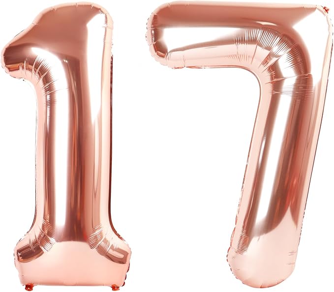 Balloons Number 40 Inch Rose Gold 17 Balloon by Mluchee