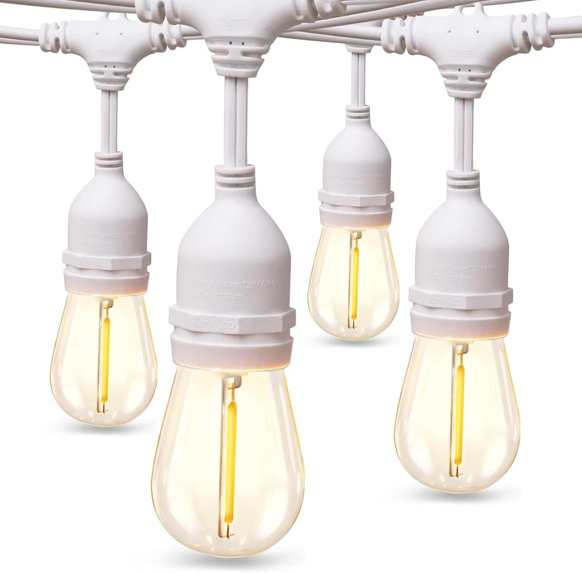 addlon LED Outdoor String Lights 48FT with Dimmable Edison Vintage Shatterproof Bulbs and Commercial Grade Weatherproof Strand - ETL Listed Heavy-Duty Decorative Cafe, Patio, Market Light White