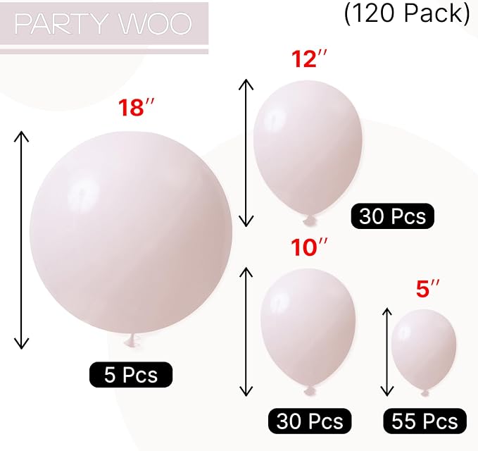 PartyWoo Beige Balloons 120pcs Different Sizes of 18 12 10 5 Inch Boho Cream - Image 6