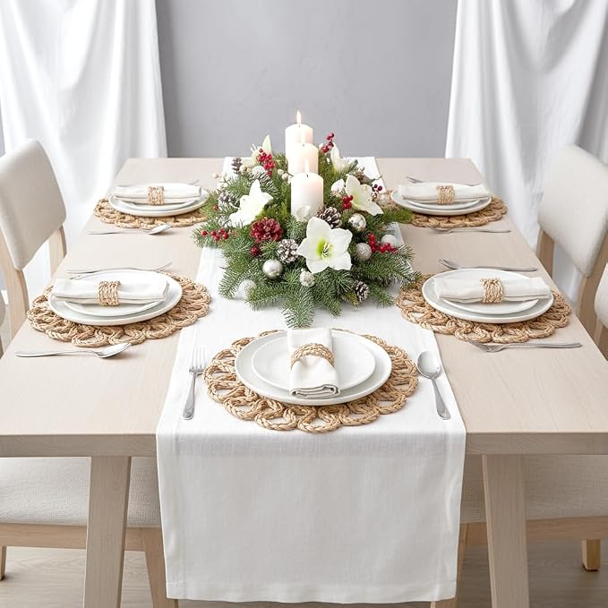 13.8" Corn Husk Woven Round Placemats Set of 4 - Image 4