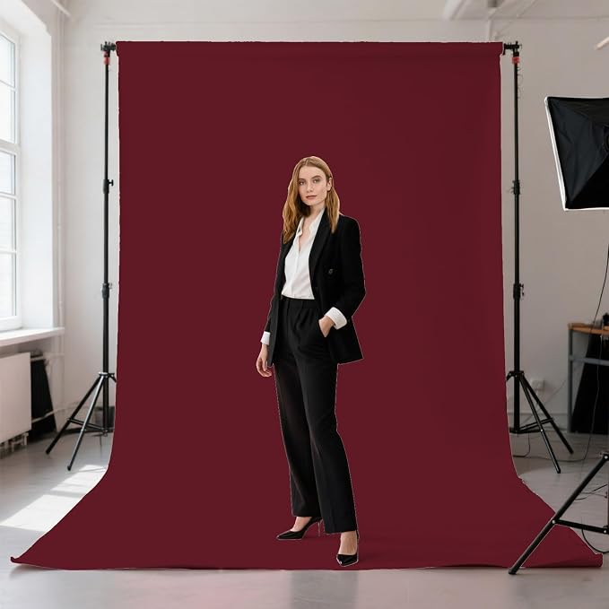 Burgundy Photography Backdrop for Photoshoot, Fabric 6x9ft | Polyester Studio - Image 2
