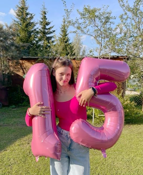 Pink Number 1 Balloon 40 inch, Number 1 Birthday Balloon for Boy Girl, Pink Foil One for 1st 10 11 12 16 18 Birthday Party, Anniversary Celebration Number Balloons Decorations