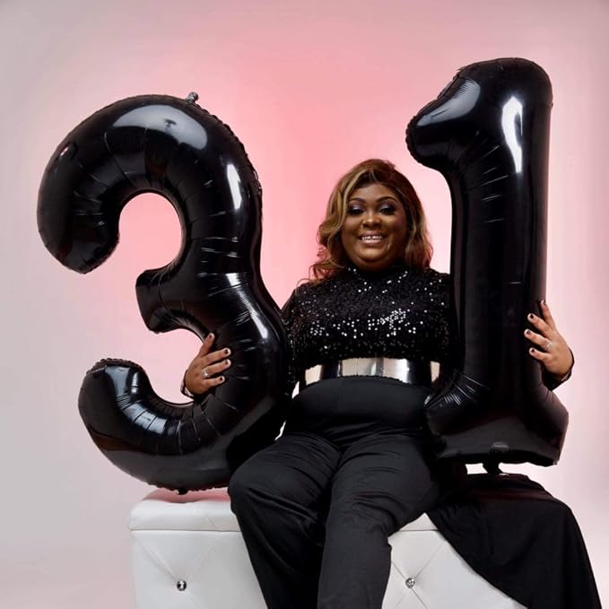 40 Inch Black Foil Balloon Number 1, Giant Self Inflating Number Balloons 0-9 - Image 4