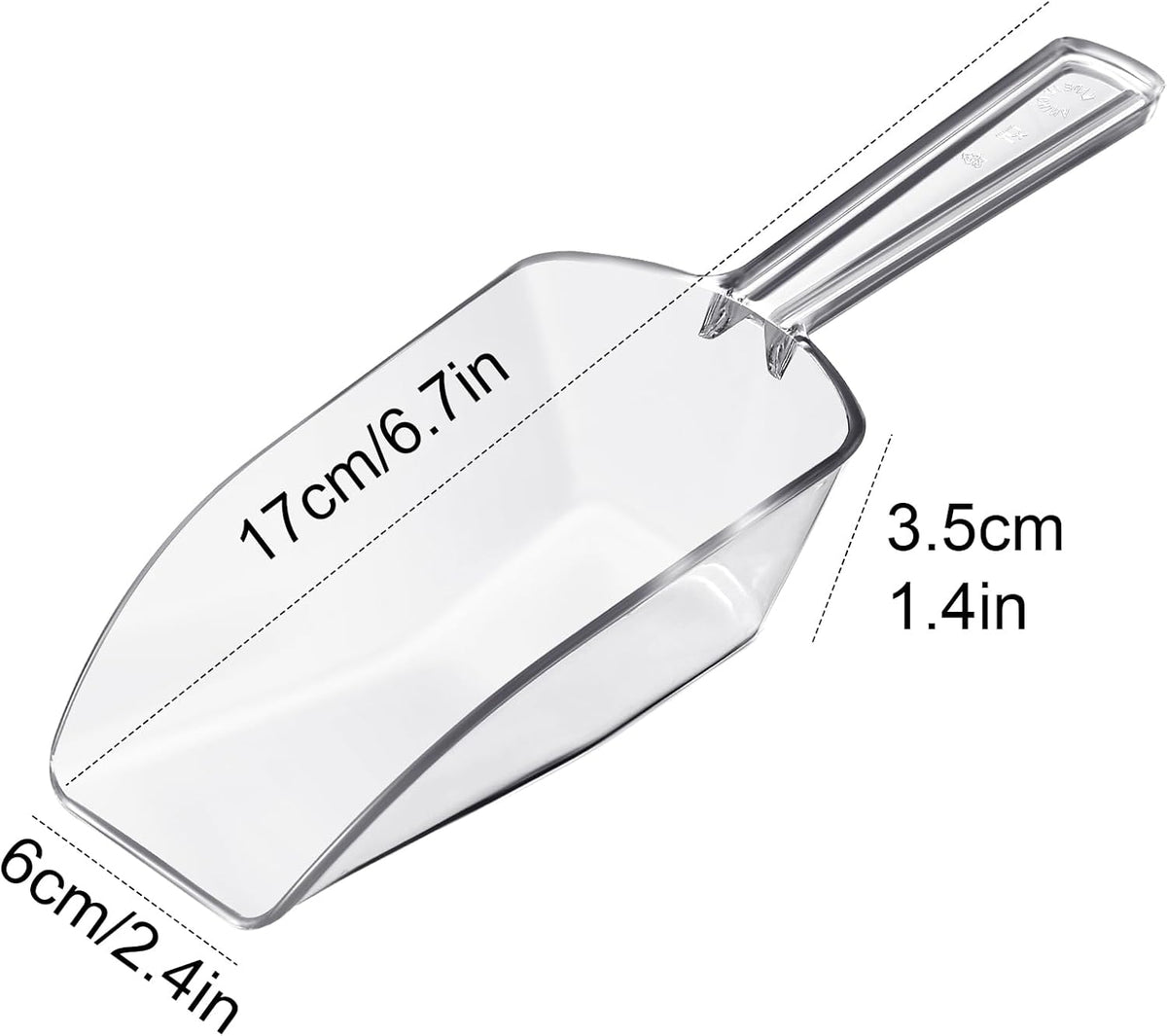 Hestya 16 Pcs Christmas Multi Purpose Clear Plastic Scoops for Candy Buffet Acrylic Kitchen Ice Food Popcorn Scoops for Protein Powders, Ice Cream, Coffee, Tea Jar (6.69 Inch)