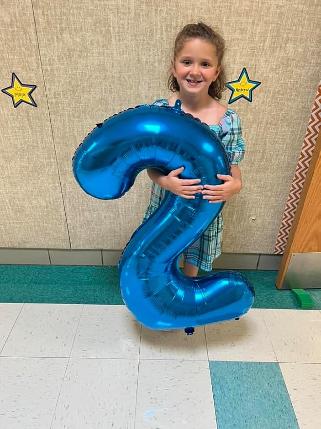 40 Inch Navy Blue Number 2 Balloon, 2nd Blue Birthday Party Decorations | 40 - Image 7